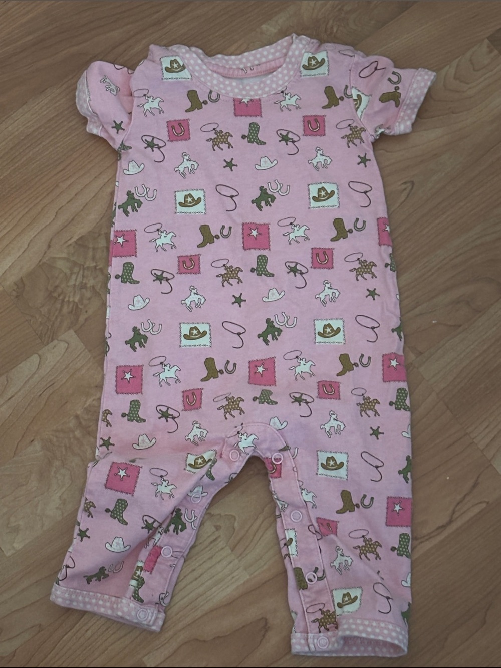 Wrangler Pink Cowboy Print Baby One-Piece